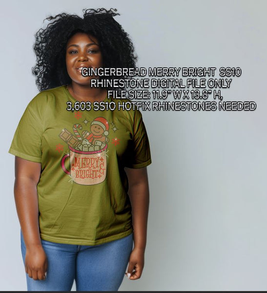 Gingerbread Merry Bright SS10 RHINESTONE DIGITAL FILE
