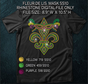 FLEUR DE LIS  MASK SS10 RHINESTONE DIGITAL FILE