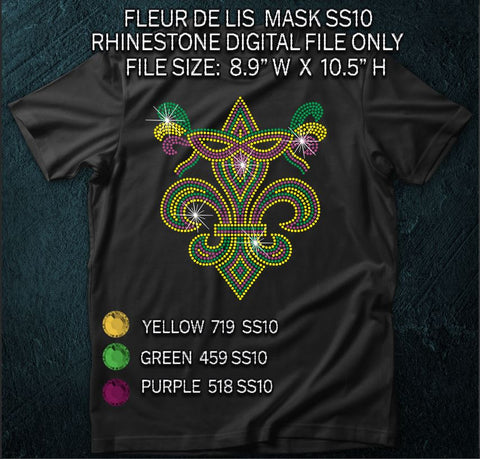 FLEUR DE LIS  MASK SS10 RHINESTONE DIGITAL FILE