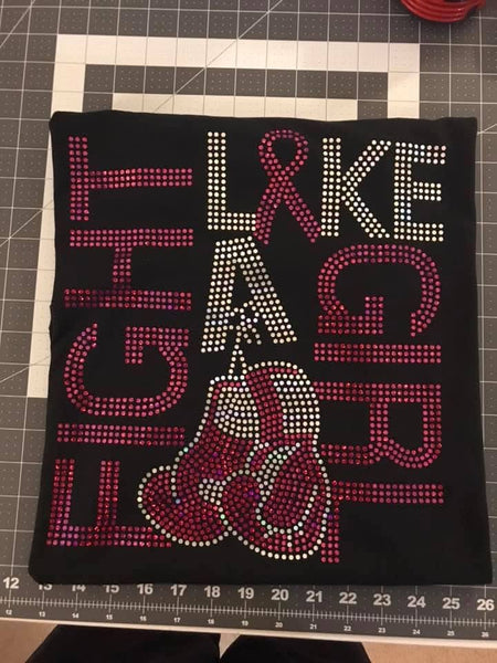 BREAST CANCER AWARENESS FIGHT LIKE A GIRL RHINESTONE DIGITAL FILE
