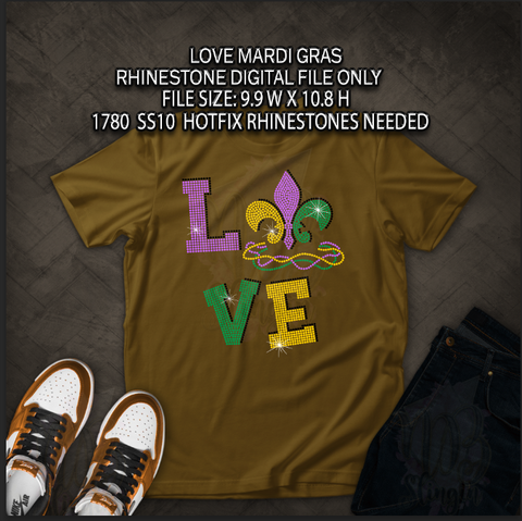 LOVE MARDI GRAS RHINESTONE DIGITAL FILE