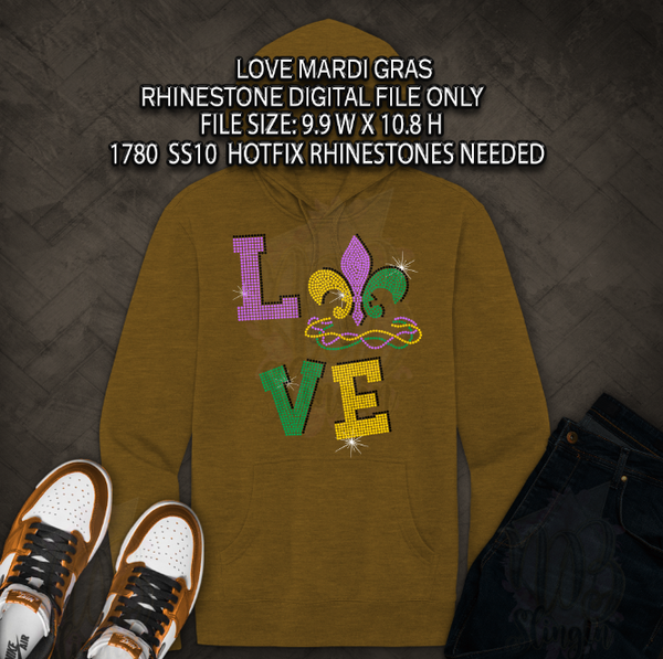 LOVE MARDI GRAS RHINESTONE DIGITAL FILE