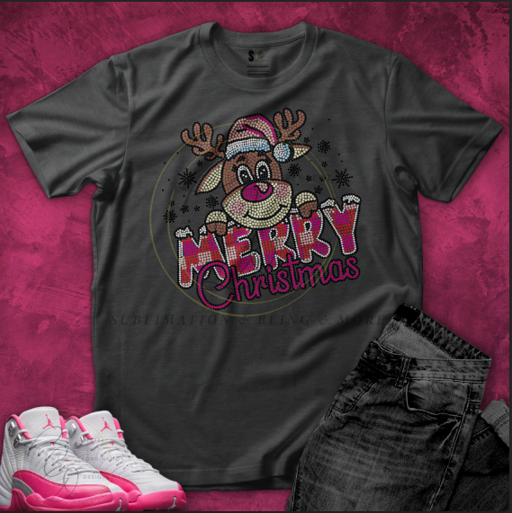 MERRY CHRISTMAS REINDEER RHINESTONE DIGITAL FILE