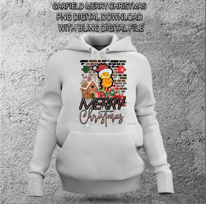 Garfield Merry Christmas SUB AND BLING SS6 & SS10 RHINESTONE DIGITAL FILE
