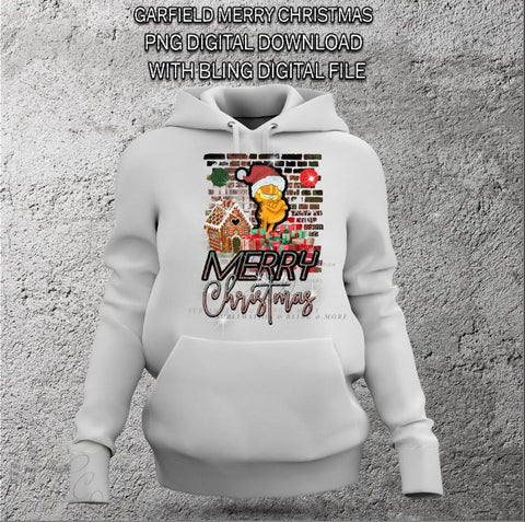 Garfield Merry Christmas SUB AND BLING SS6 & SS10 RHINESTONE DIGITAL FILE