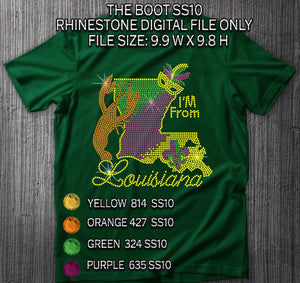 THE BOOT I'M FROM LOUISIANA SS10 RHINESTONE DIGITAL FILE
