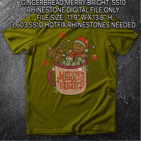 Gingerbread Merry Bright SS10 RHINESTONE DIGITAL FILE