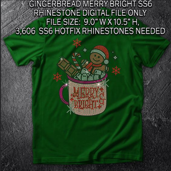 Gingerbread Merry Bright SS6 RHINESTONE DIGITAL FILE