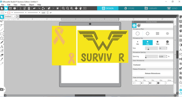 CANCER WARRIOR AWARENESS SURVIVOR SS10 RHINESTONE DIGITAL FILE
