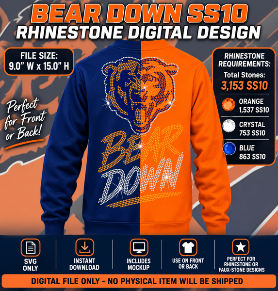 BEARS DOWN SS10 RHINESTONE DIGITAL FILE