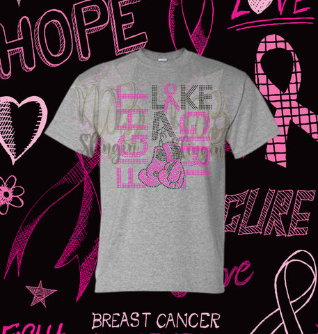BREAST CANCER AWARENESS FIGHT LIKE A GIRL RHINESTONE DIGITAL FILE